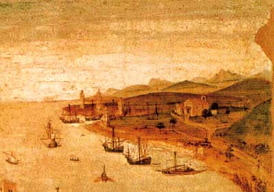 Porto Pi, detalle de la pintura de Pere Niçard, Siglo XV.