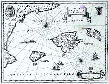 Mar Balear, detalle del Atlas Diego Homen, 1561.