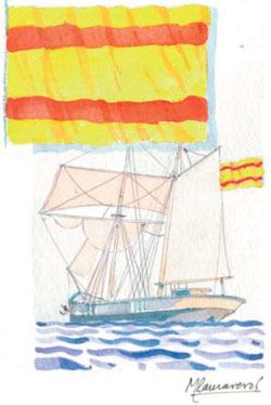 Bandera de solicitud de Práctico en los buques españoles desde 1901 hasta 1931. (Miguel Camarero)
