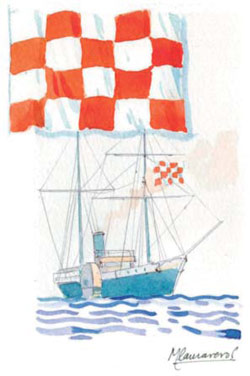 Bandera de solicitud de Práctico en los buques españoles hasta 1894. (Miguel Camarero)