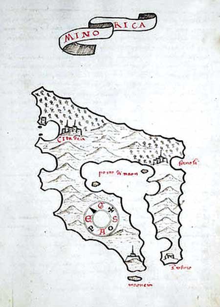 Islario sobre Menorca de Antonio Millo, 1582.