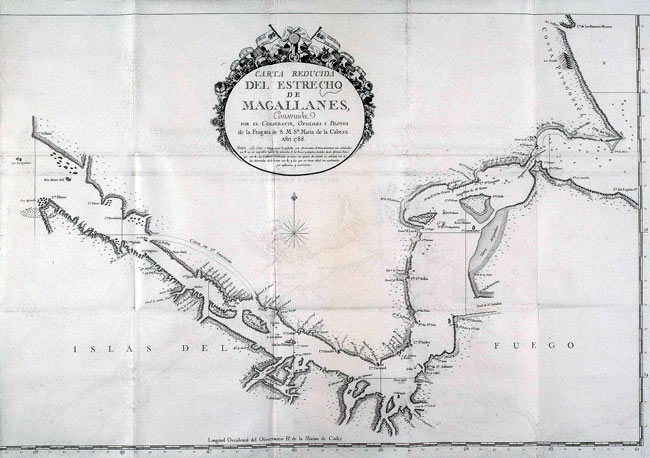 Carta del Estrecho de Magallanes, publicada en 1788.