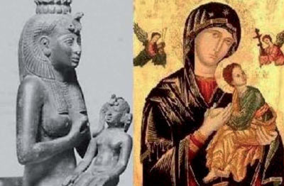 Isis con Horus y María con Jesús.