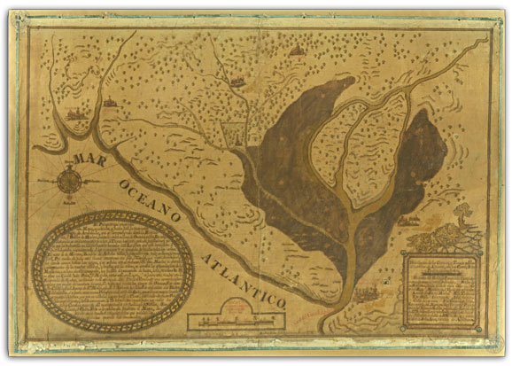 Plano del cauce del Guadalquivir y costa de Doñana. Pedro Alonso de Salanoba (1778).