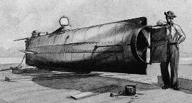 El CSS H. L. Hunley, fue el primer submarino que hundió una nave enemiga durante el combate. Fuentes: Wikipedia.
