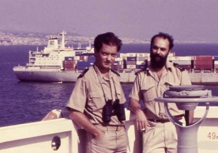 El autor, alumno a bordo del buque portacontenedores "Pilar"