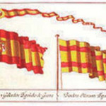 Banderas elegidas por Carlos III en 1785 para buques de guerra y mercante.