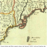 Costa Delta del Ebro según plano de Sanson 1653.