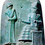 Marduk entrega a Hammurabi poder para legislar (detalle).