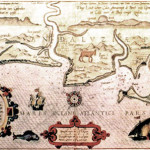Grabado de la costa de Andalucía, Golfo de Cadiz en 1591.