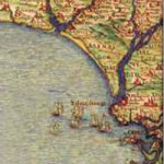 Detalle del mapa de Texeira. Costa de Cádiz a Ayamonte.